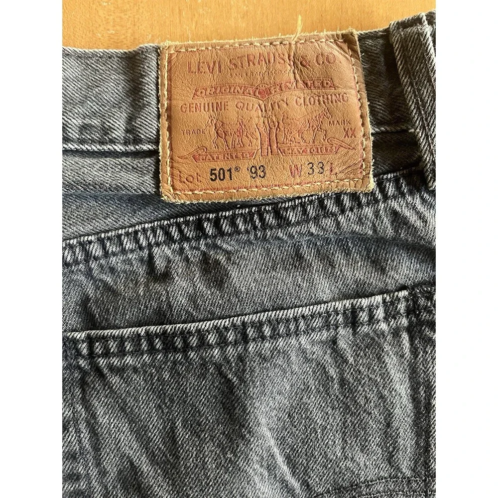 Levi's 501 '93 Original Men's Fit Denim Shorts Black Gray Cutoff Button Fly W33
